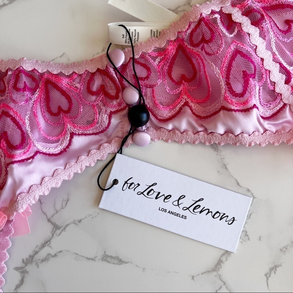 NWT For Love and Lemons Retro Heart Garter Belt Lingerie Pink Womens Size Medium - Picture 4 of 6
